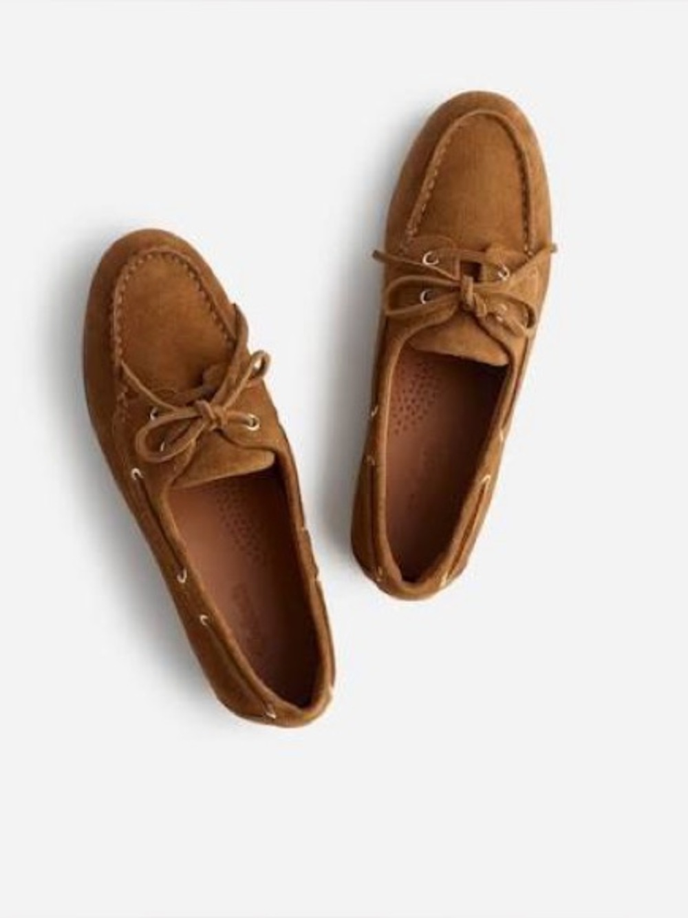 Madewell Suede Boat Loafers in Chestnut Brown